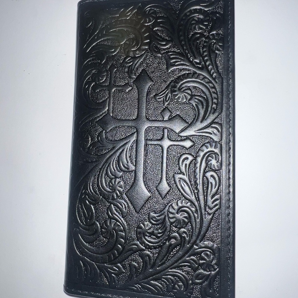 Black Embossed Leather Wallet